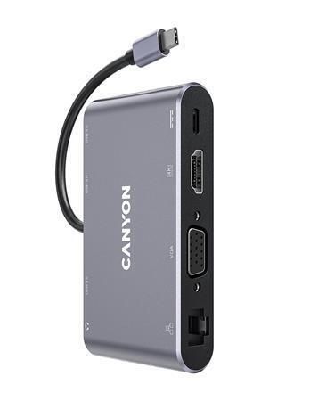 USB-HUB DS-14, USB-C/USB 3.0/HDMI/VGA/Ethernet/audio, CANYON CNS-TDS14