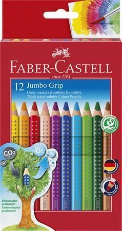 Barevné pastelky Jumbo Grip, 12 barev, trojhranné, FABER-CASTELL