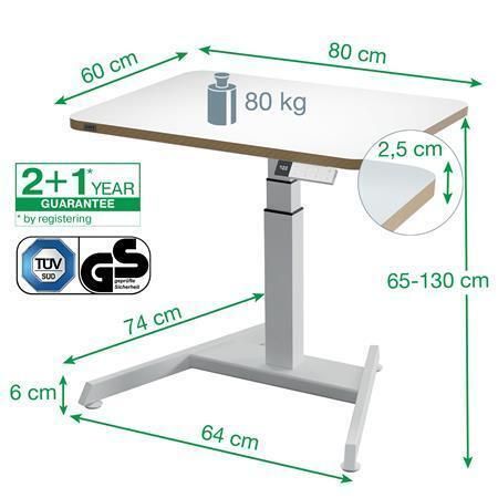 Kancelářský stůl Ergo, bílá, elektricky nastavitelná výška, LEITZ 65340001