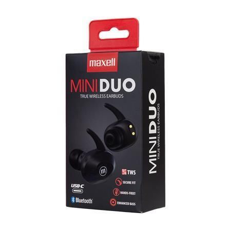 Sluchátka s mikrofonem Mini Duo, černá, bezdrátová, Bluetooth 5.0, MAXELL