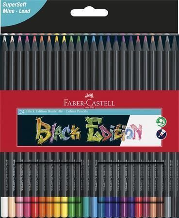 Pastelky Black Edition, 24 různých barev, trojhranné, FABER-CASTELL