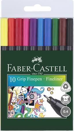 Linery Grip, 10 barev, 0,4 mm, FABER-CASTELL ,balení 10 ks