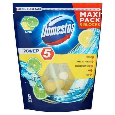 WC blok Power 5, limetka, 5x55 g, DOMESTOS ,balení 5 ks