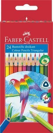 Barevné pastelky Parrot, 24 barev, trojhranné, FABER-CASTELL 116544