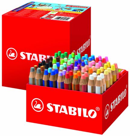 Multifunkční pastelky STABILO® woody XL školní set - 76 barev + 4 ks ořezávátek