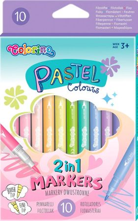 Popisovače Colorino pastelové / oboustranné / 10 barev