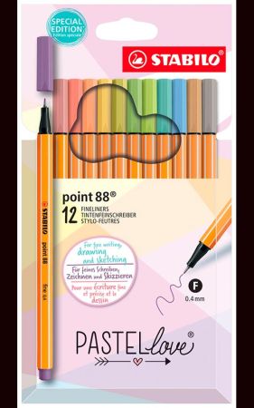 Liner STABILO point 88 PASTELlove - sada 12 ks