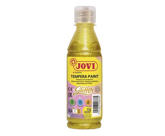 Tekuté temperové barvy JOVI PREMIUM v lahvi - 250 ml / glitr žlutá