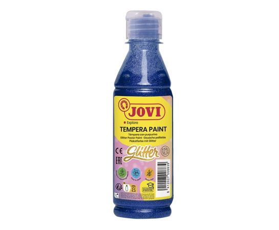 Tekuté temperové barvy JOVI PREMIUM v lahvi - 250 ml / glitr modrá