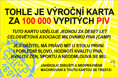 Průkaz Tohle je výroční karta za 100 000 ...