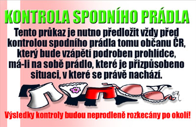 Průkaz Kontrola spodního prádla