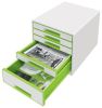 Zásuvkový box Wow Cube, bílá/zelená, 5 zásuvek, LEITZ