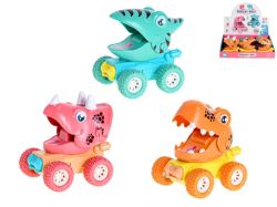 Auto dinosaurus 11cm po stlačení jezdící 3druhy 3barvy 18m+ 9ks v DBX