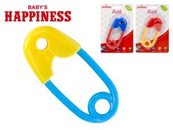 Chrastítko spínací špendlík 12cm Baby´s Happiness 3barvy 0m+ na kartě