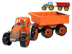 Traktor se sklápěcím přívěsem 54cm zelený v síťce