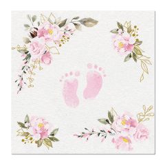 Ubrousky PAW AIRLAID 40x40 cm Baby Feet light pink