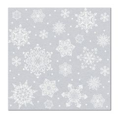 Ubrousky PAW AIRLAID L 40x40cm Snowflakes silver