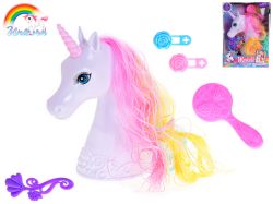 Unicorn česací hlava 20cm s doplňky v krabičce