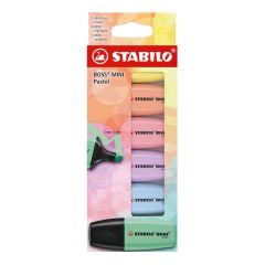 Zvýrazňovač - STABILO BOSS MINI Pastel - sada 6 ks - 6 různých barev