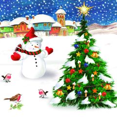 Pol-Mak  Ubrousky DAISY L (20ks) Snowman with Xmas Tree