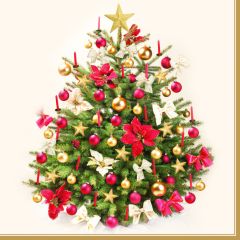 Pol-Mak  Ubrousky DAISY L (20ks) Traditional Gold red Xmas Tree