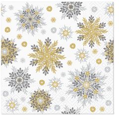 Paw  Ubrousky PAW Dekor L (20ks) Snowflakes silver