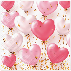 Paw  Ubrousky PAW Dekor L (20ks) Heart Balloons Rose