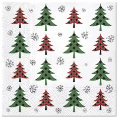 Paw  Ubrousky PAW Dekor L (20ks) Christmas Tree Check (red and green)