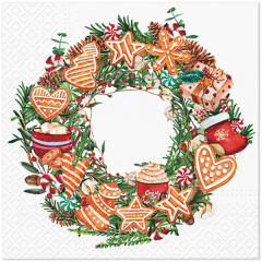 Ubrousky PAW Dekor L (20ks) Gingerbread Wreath