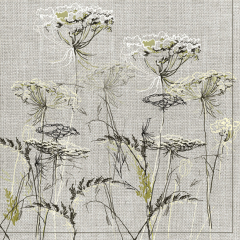 Pol-Mak  Ubrousky DAISY L (20ks) Achillea Sketch on a Linen Background