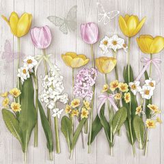 Pol-Mak  Ubrousky DAISY L (20ks) Tulip and Spring Flowers on wood