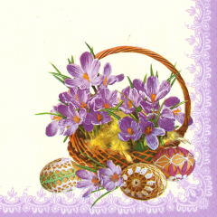 Pol-Mak  Ubrousky DAISY L (20ks) Crocuses in a Basket - Violet