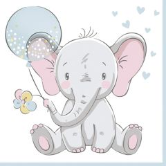 Pol-Mak  Ubrousky MAKI L (20ks) Baby Elephant with Blue Balloon