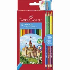 Faber-Castell  Barevné pastelky, 12 barev + 3 oboustranné, šestihranné, FABER-CASTELL