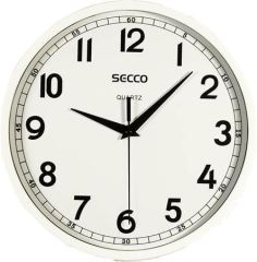 SECCO  Nástěnné hodiny, bílá, 24,5 cm, černý číselník, SECCO