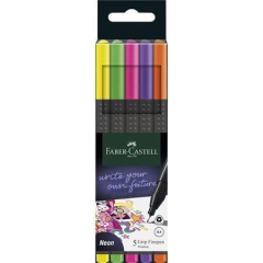 Faber-Castell  Linery Grip, sada, 5 neonových barev, 0,4 mm, FABER-CASTELL 151603