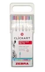 ZEBRA  Fixy Clickkart, 12 barev, 0,6 mm, stiskací mechanismus, ZEBRA 2718