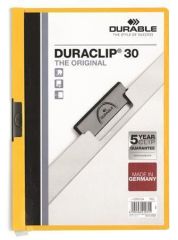 Desky s rychlovazačem DURACLIP 30, žlutá, s klipem, A4, DURABLE 220004