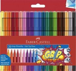 Faber-Castell  Fixy Grip, 20 barev, trojhranné, FABER-CASTELL  ,balení 20 ks