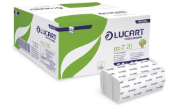 LUCART  Papírové ručníky ECO Z 20, bílá, 2-vrstvé, skládané Z/V, 200 útržků, LUCART 864062