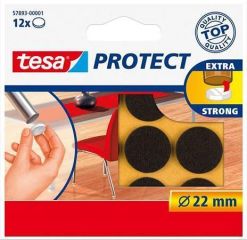 Plstěné samolepicí podložky Protect 57893, hnědá, 22 mm, TESA ,balení 12 ks