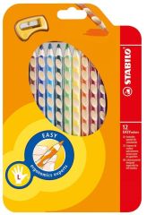 STABILO®  Trojhranné pastelky STABILO EASYcolors - 12 barev / pro leváky